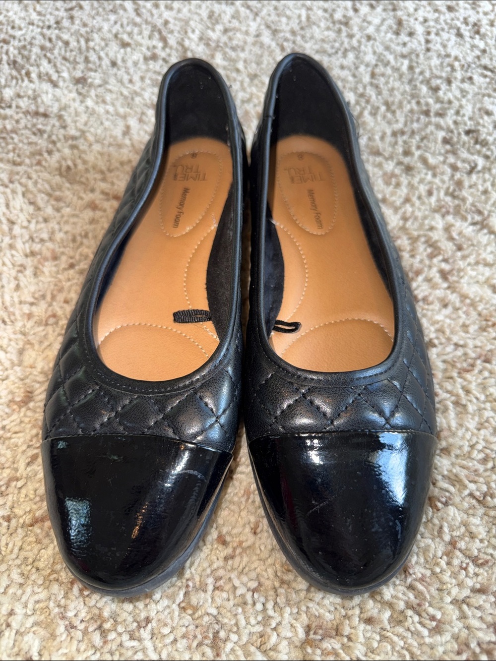 Time and Tru Black Quilted Ballet Flats - 8 - Picture 1 of 4